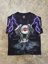 Load image into Gallery viewer, Vintage Harley Davidson Lightning AOP Tee (XL)
