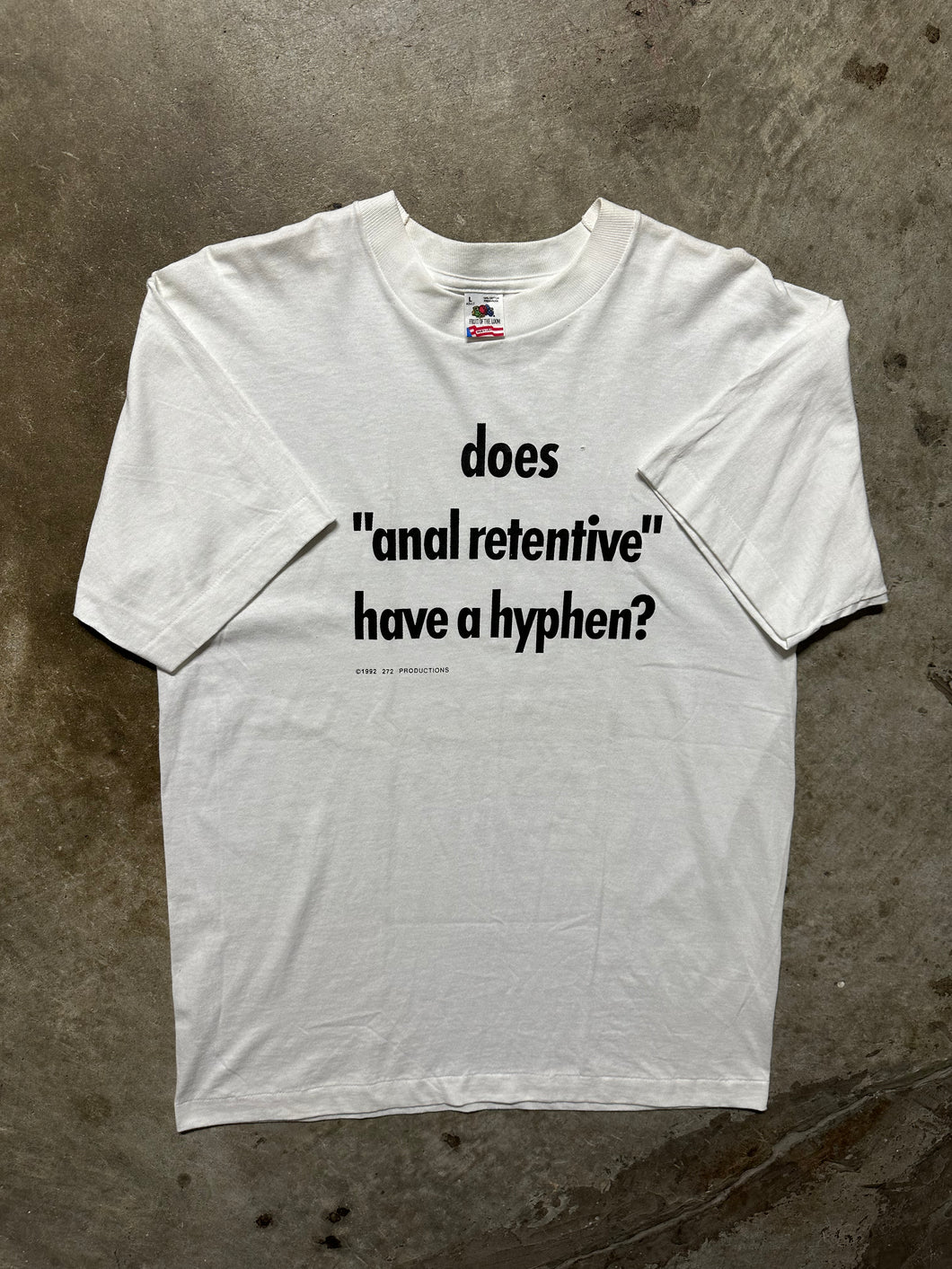 Vintage Anal Retentive Parody 1992 Wordplay Tee (Large)