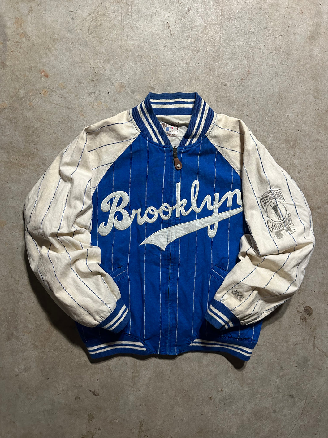 Vintage 90s Brooklyn Dodgers Pinstriped Cooperstown Mirage Jacket (Large)