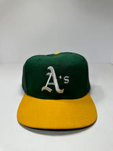 Load image into Gallery viewer, Vintage Oakland A’s Two Tone Half Mesh 1990s SnapBack Hat
