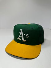 Load image into Gallery viewer, Vintage Oakland A’s Two Tone Half Mesh 1990s SnapBack Hat
