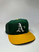 Load image into Gallery viewer, Vintage Oakland A’s Two Tone Half Mesh 1990s SnapBack Hat
