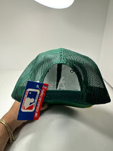 Load image into Gallery viewer, Vintage Oakland A’s Two Tone Half Mesh 1990s SnapBack Hat

