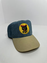 Load image into Gallery viewer, Vintage Black Cat Fireworks 90s Two Tone Denim SnapBack Hat
