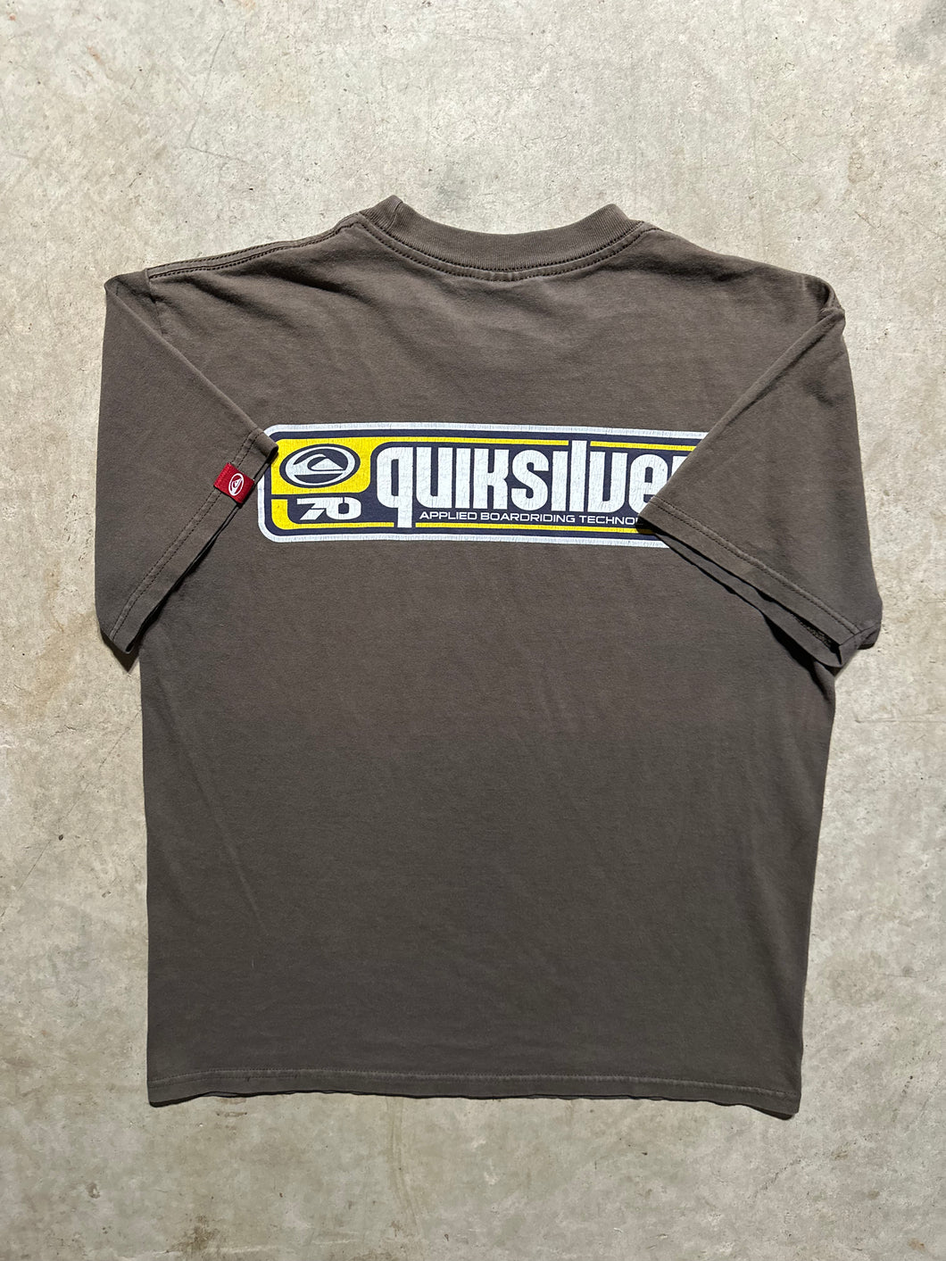 Vintage Quiksilver Boarding Brown Box Logo T Shirt (Medium)