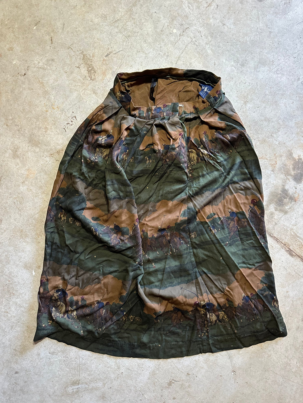 Vintage Ralph Lauren 1980s Equestrian Western Rayon Full Skirt (Size 8)
