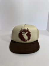 Load image into Gallery viewer, Vintage Deer Hunting Brown Creme Two Tone 1980s Trucker Hat
