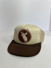 Load image into Gallery viewer, Vintage Deer Hunting Brown Creme Two Tone 1980s Trucker Hat
