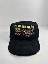 Load image into Gallery viewer, Vintage How you Wiggle your Worm Fishing 1990s Trucker Hat
