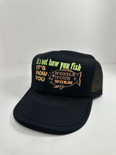 Load image into Gallery viewer, Vintage How you Wiggle your Worm Fishing 1990s Trucker Hat
