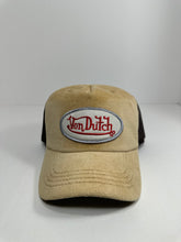 Load image into Gallery viewer, Y2K Von Dutch Creme Brown Suede Felt Two Tone Trucker Hat
