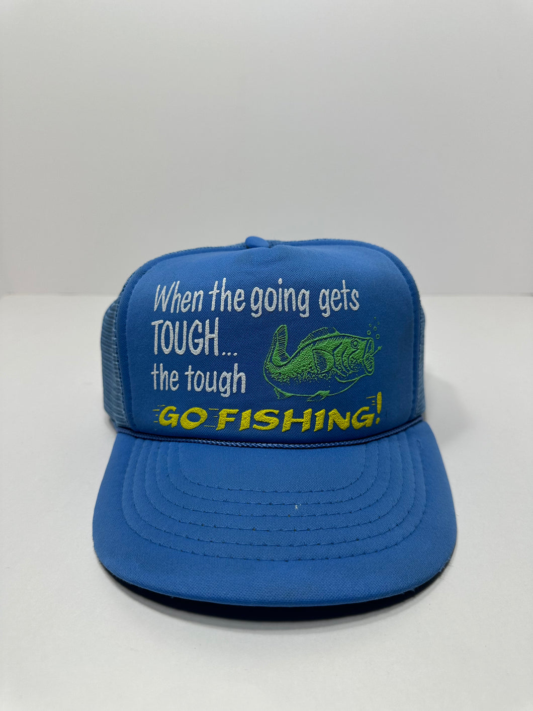 Vintage When Life Gets Tough Go Fishing 1980s Trucker Hat