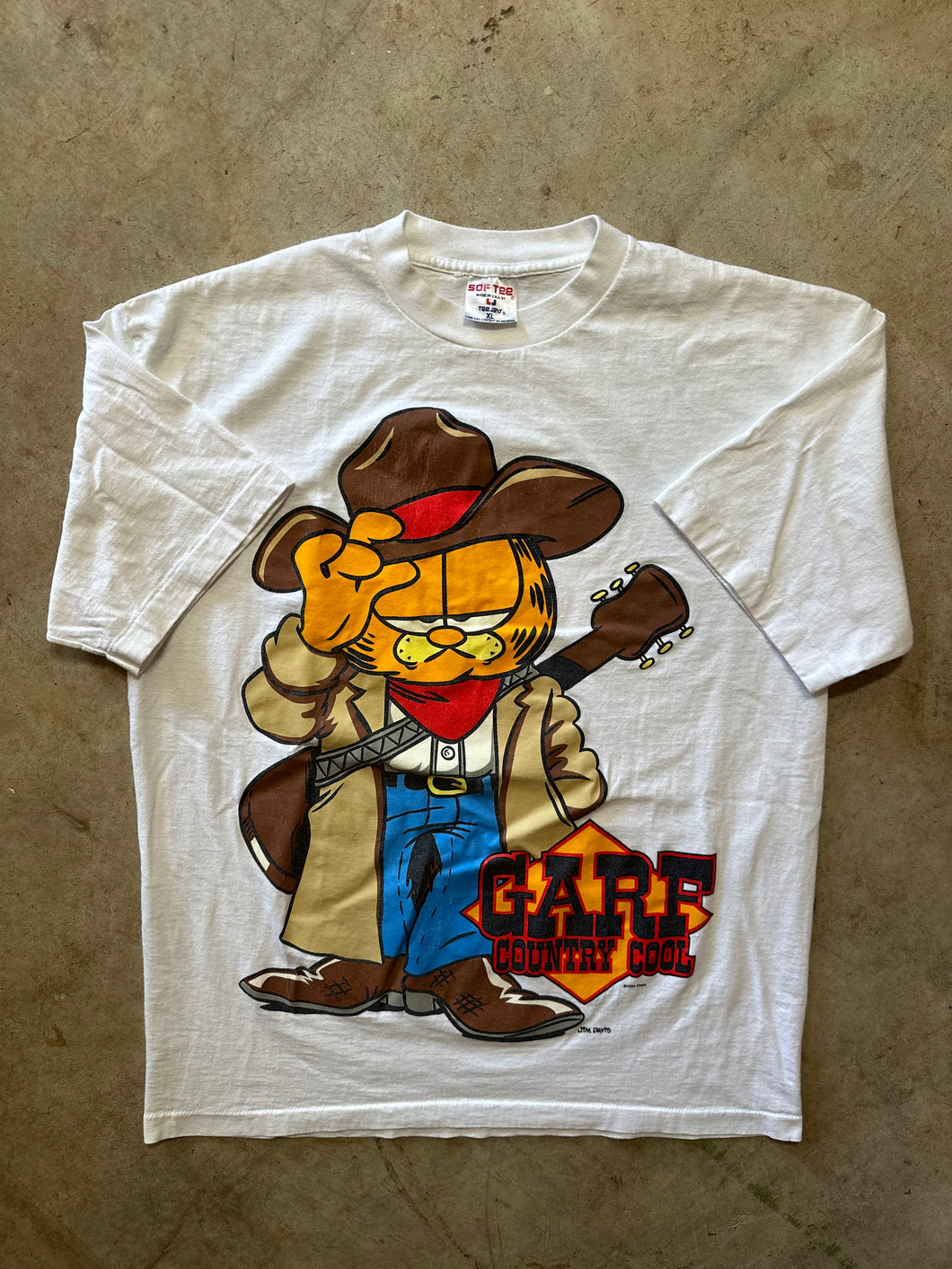 Vintage Garfield Garth Brooks Parody 1994 Graphic T-Shirt (Large/XL)