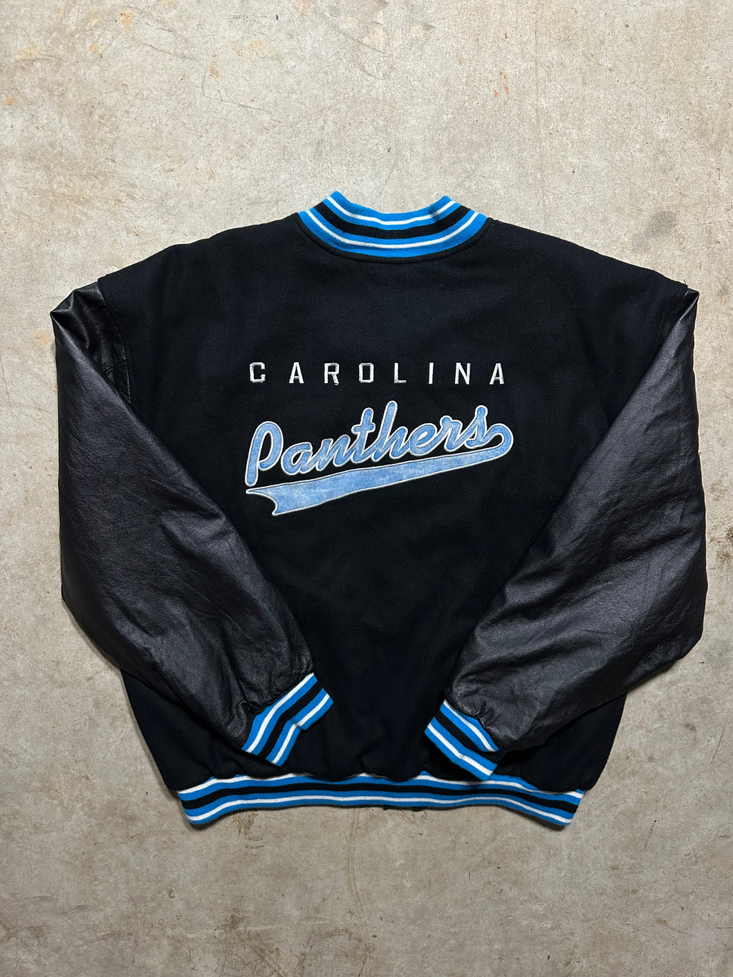 Vintage Carolina Panthers Spell Out Reebok Reversible Bomber Jacket (XL)