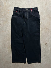 Load image into Gallery viewer, Vintage JNCO Tribal Crown Black Denim Wide Leg Jeans (35x32)
