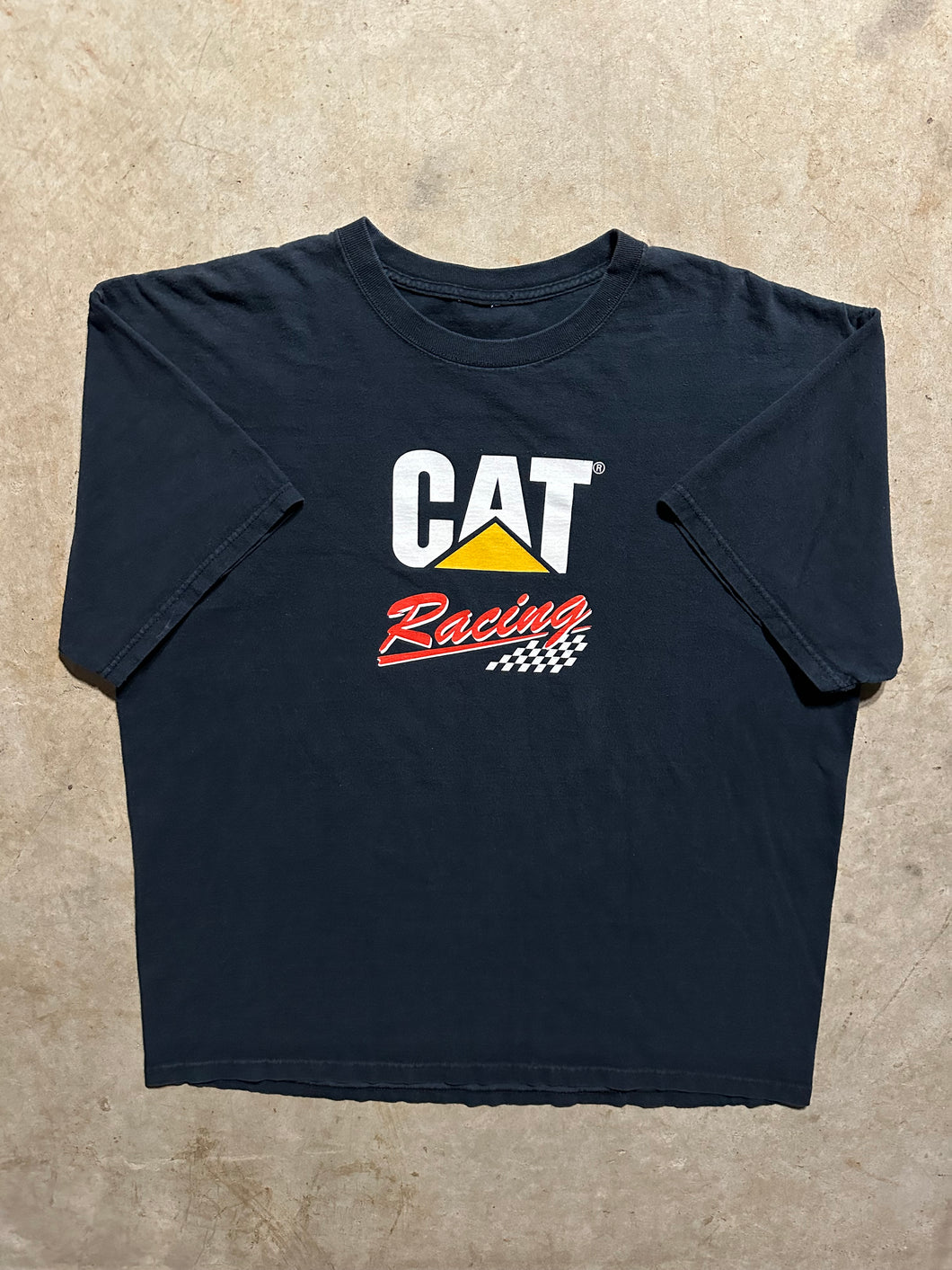 Vintage Y2K CAT Racing T Shirt (XL)