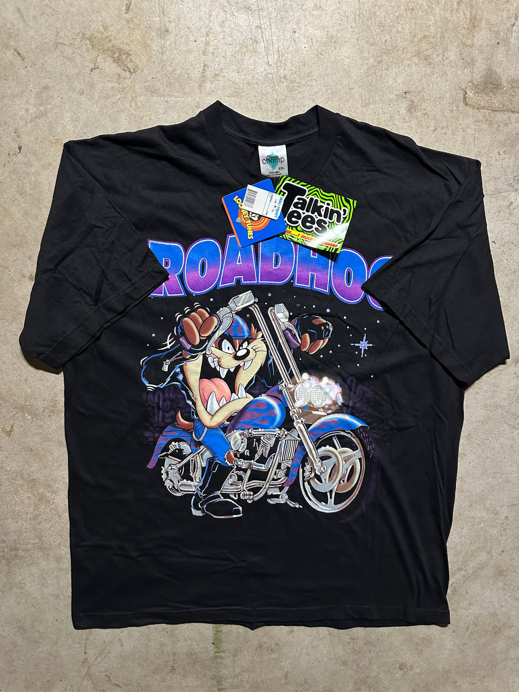 Vintage Taz Road Hawg Talking Tees 1990s Looney Tunes T-Shirt (2XL)