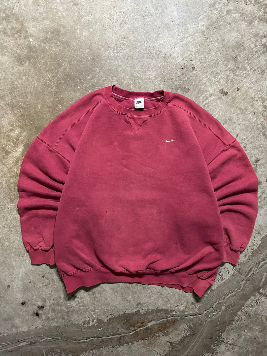 Vintage Nike Mini Swoosh Essential Red 90s Sweatshirt (XXXL)