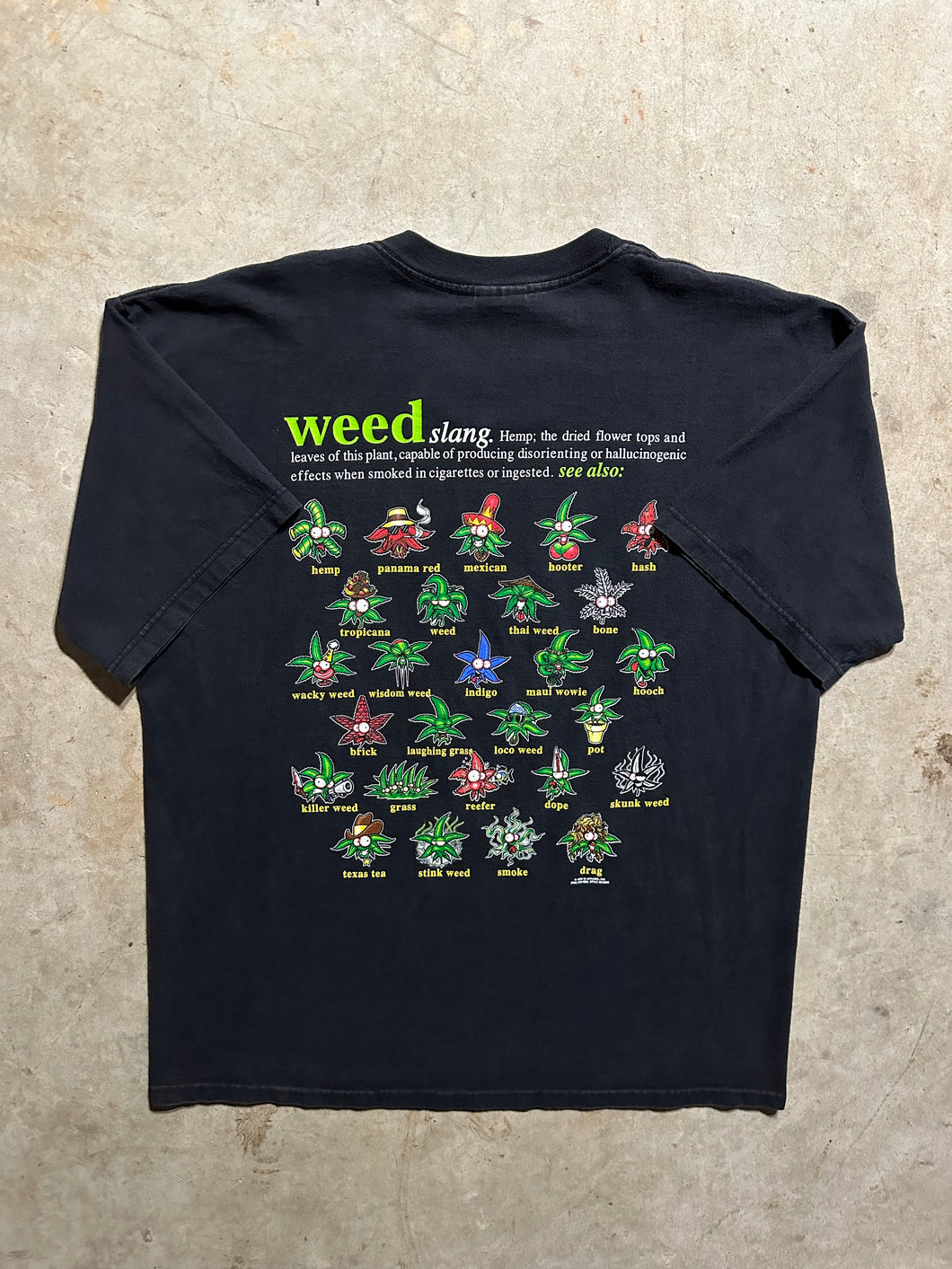 Vintage 1998 Weed Slang Cannabis Graphic T-Shirt (XL)