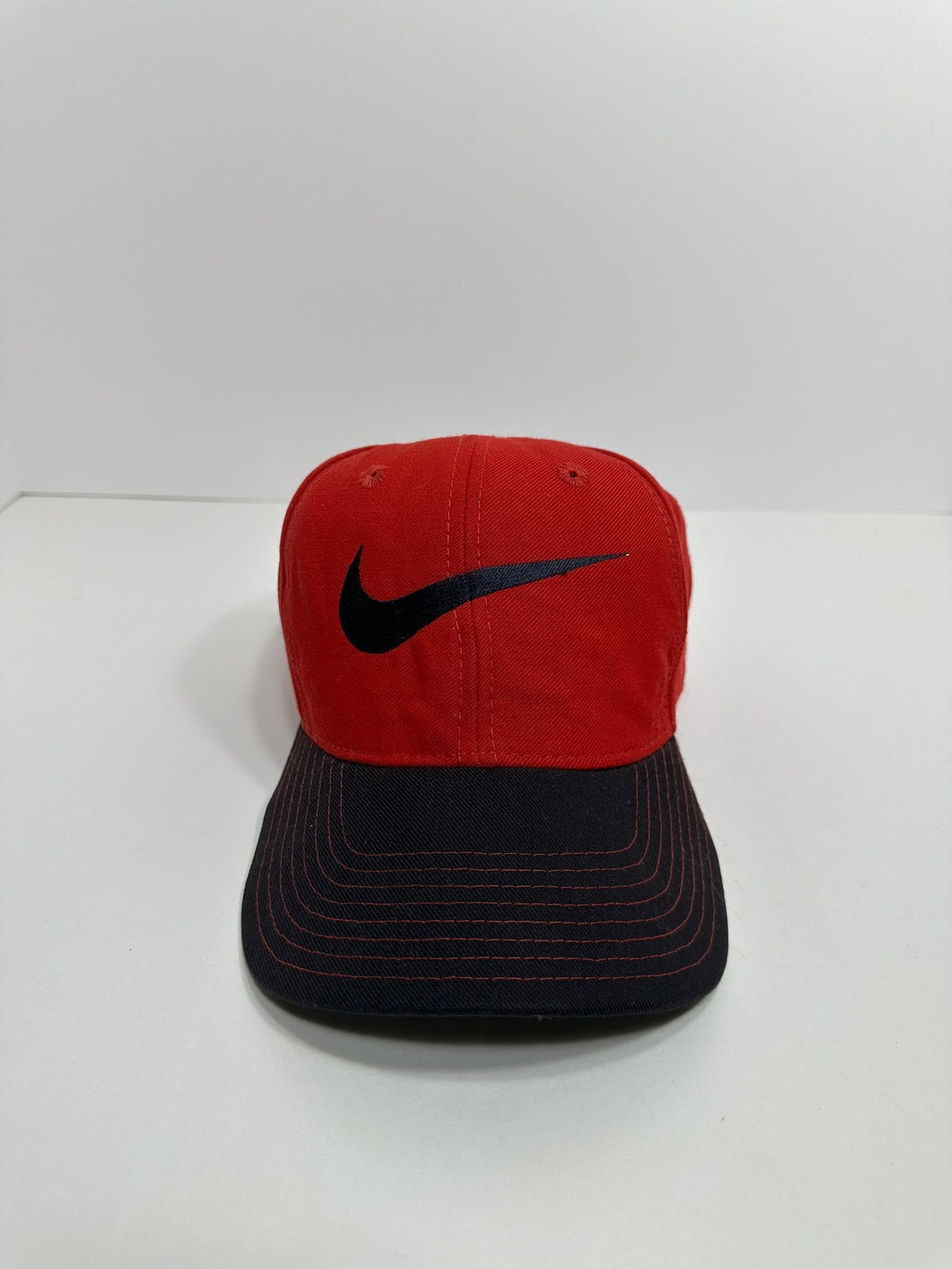 Vintage Nike Red and Black Leather Back Hat