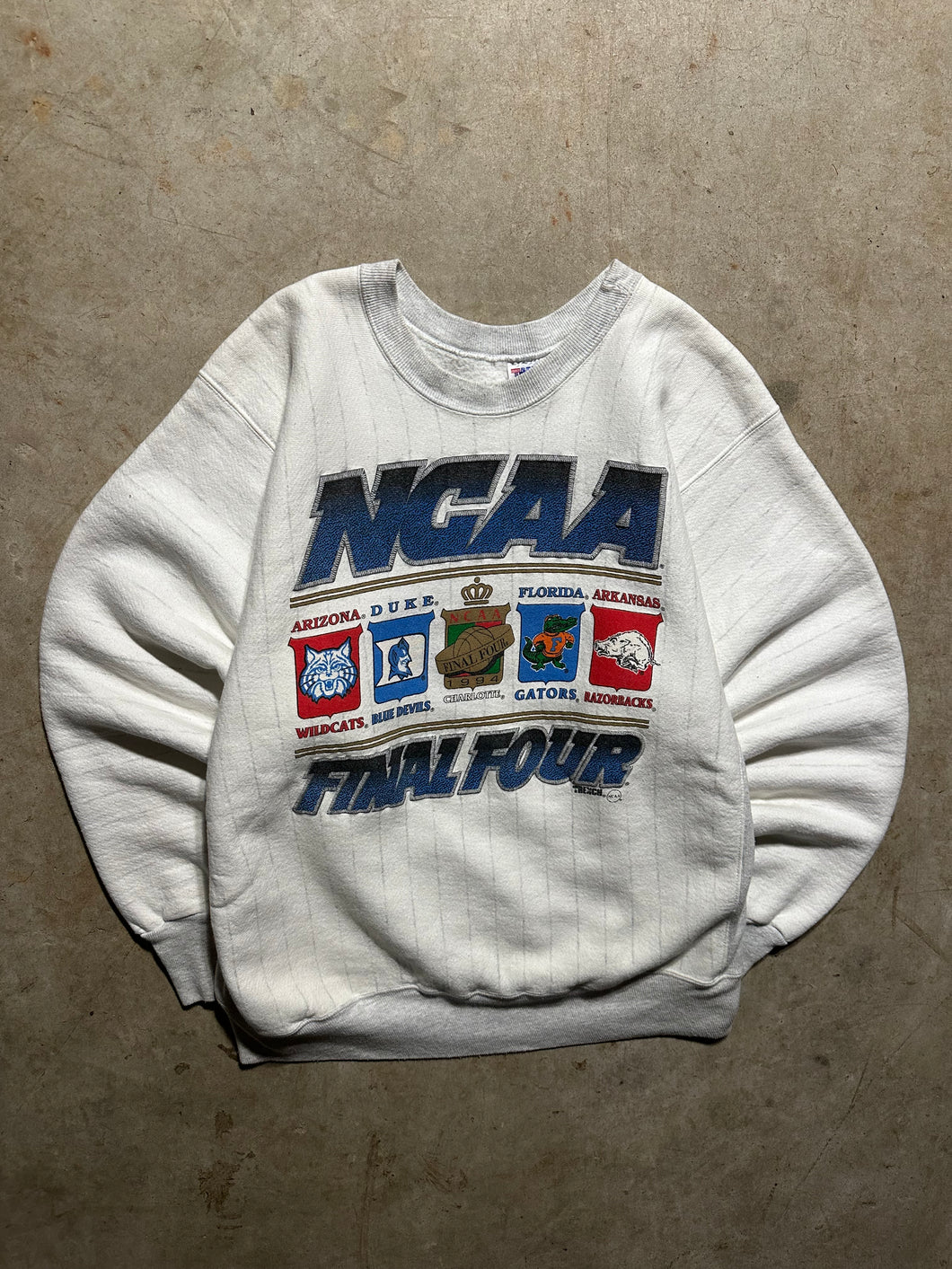 Vintage 1994 NCAA Final Four Charlotte Heather Gray Striped Sweatshirt (Large)