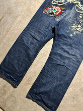 Load image into Gallery viewer, Y2K Ed Hardy Death or Glory Embroidered Skull Denim Medium Wash Jeans (44x33)
