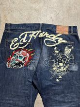 Load image into Gallery viewer, Y2K Ed Hardy Death or Glory Embroidered Skull Denim Medium Wash Jeans (44x33)
