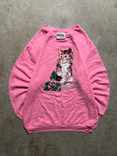 Load image into Gallery viewer, Vintage Cat Rose and Pearls 1990s Sweatshirt (Large)
