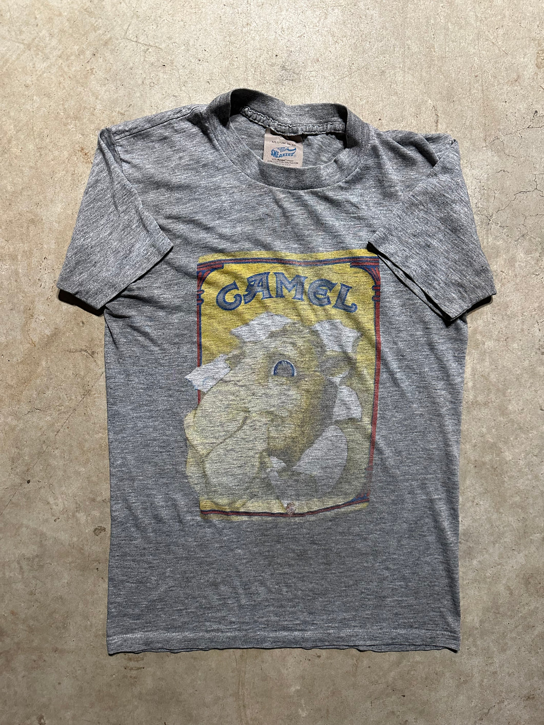 Vintage Camel Cigarettes 1980s Heather Gray 50/50 T-Shirt (Small)