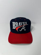 Load image into Gallery viewer, Vintage Atlanta Braves 90s Script MLB Snapback Hat
