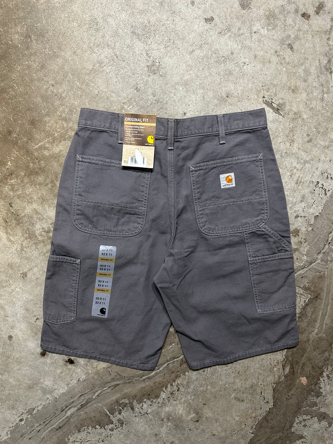 00's Carhartt Charcoal Gray Canvas Work Shorts (33)