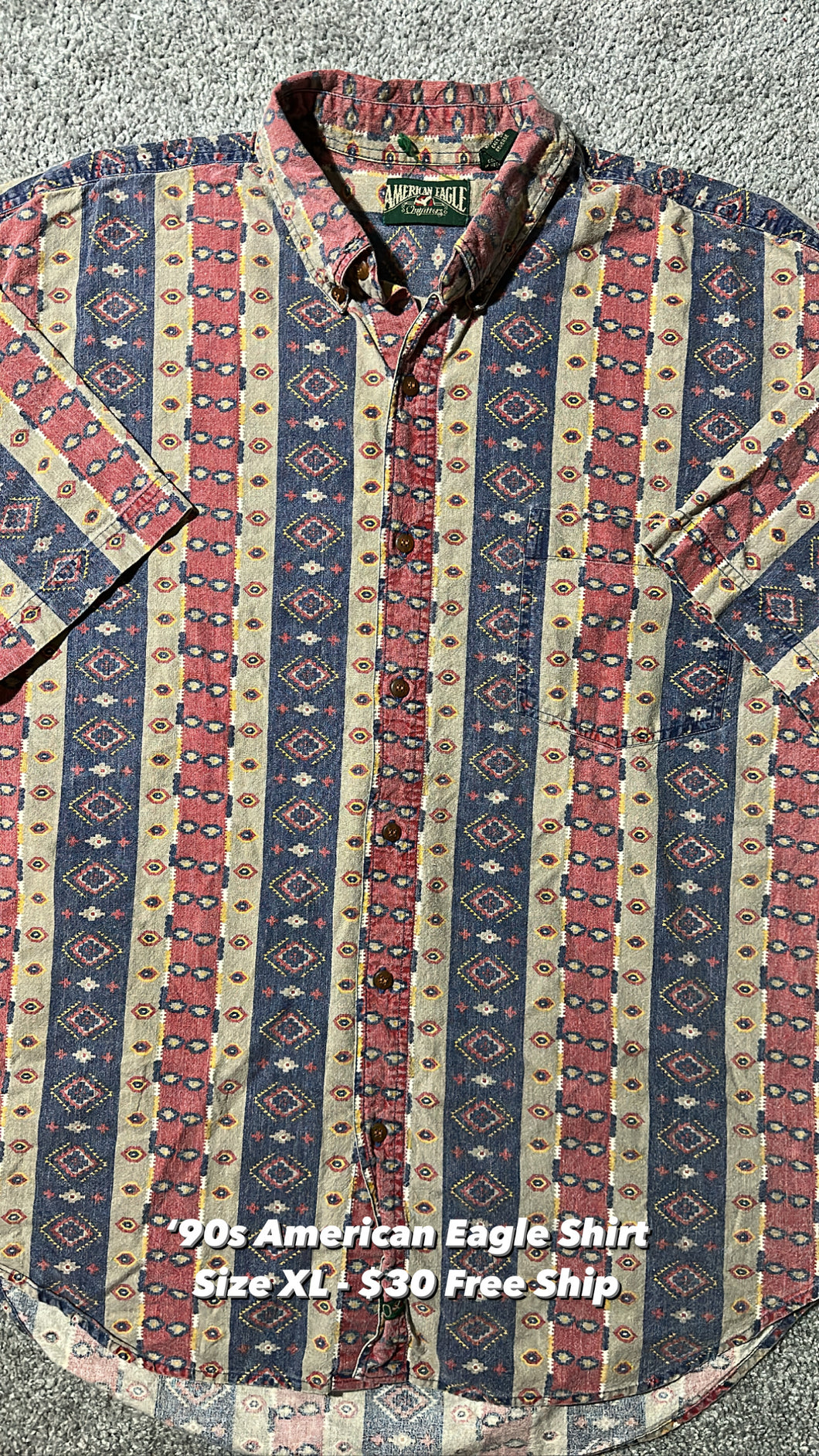 Vintage American Eagle Pattern Button Shirt
