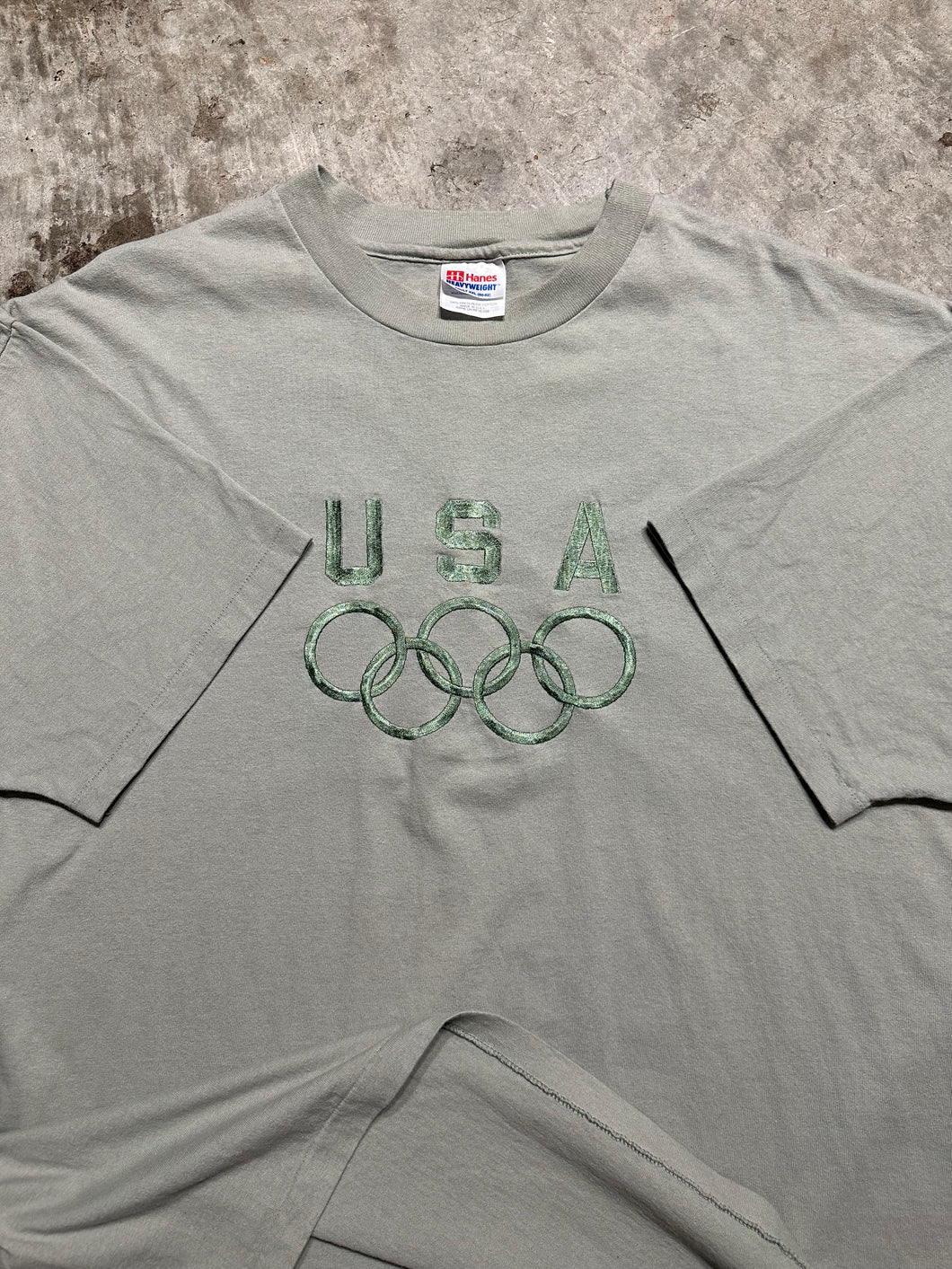 Vintage USA Olympics Green Tonal 90s Tee Shirt (XL)