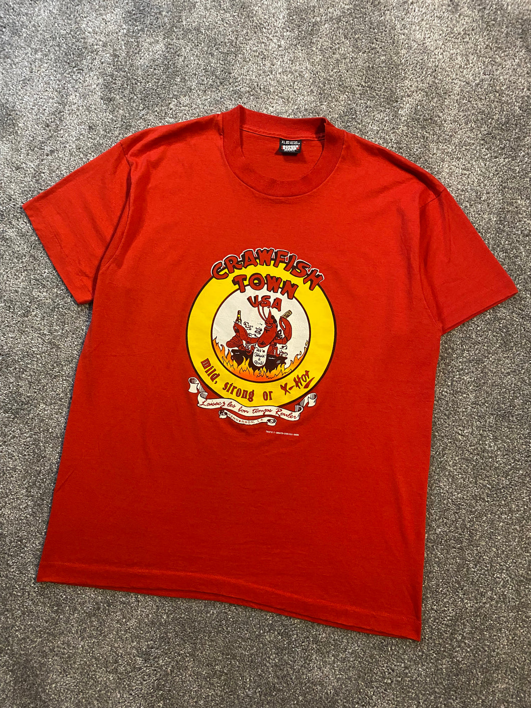 Vintage Crawfish Town Louisiana Graphic Tee Shirt - Large