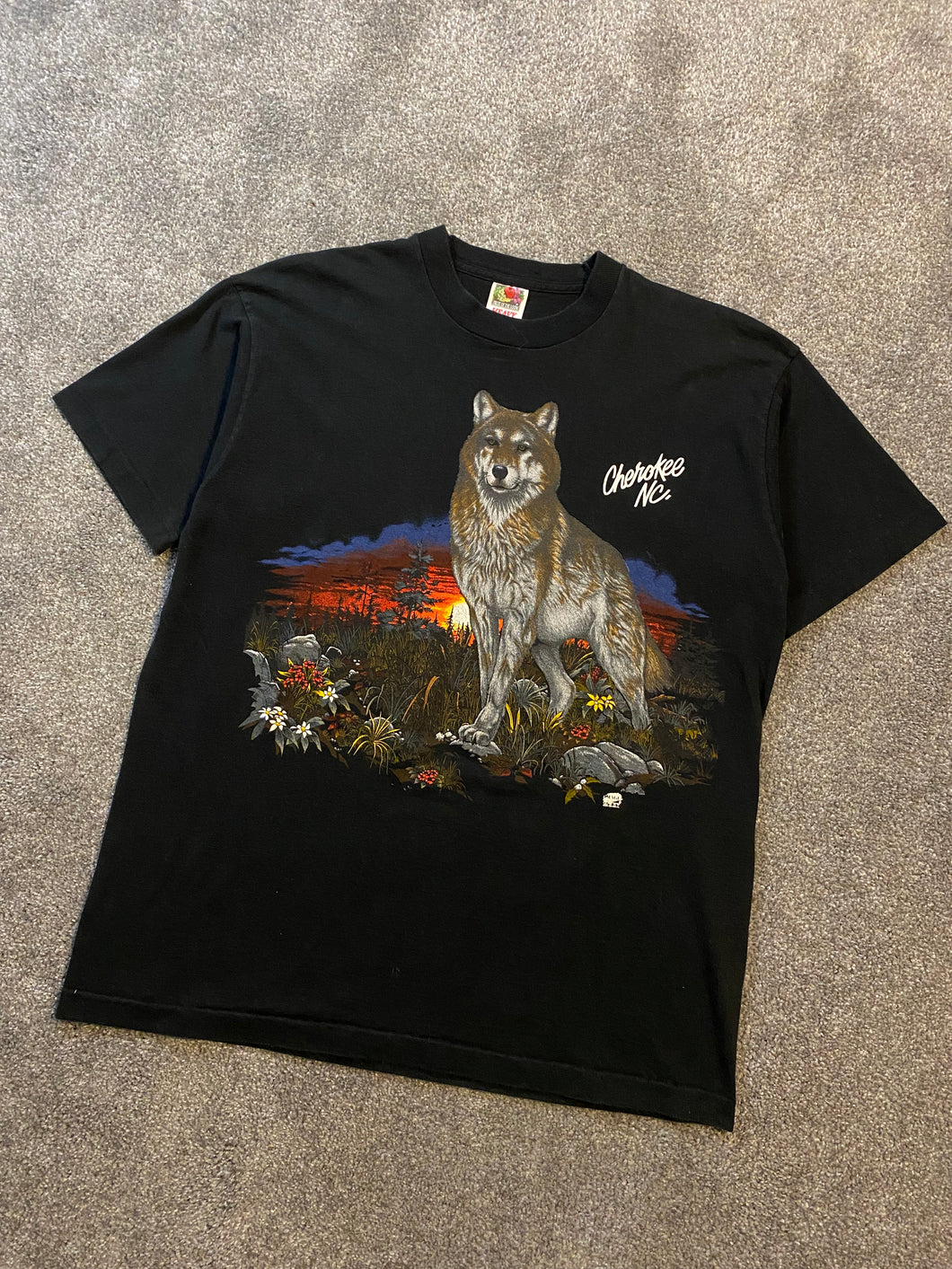 Vintage Cherokee NC Wolf Graphic Tee Shirt - XL